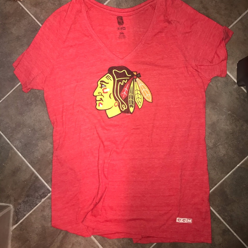 Sharp Blackhawks V Neck T Shirt